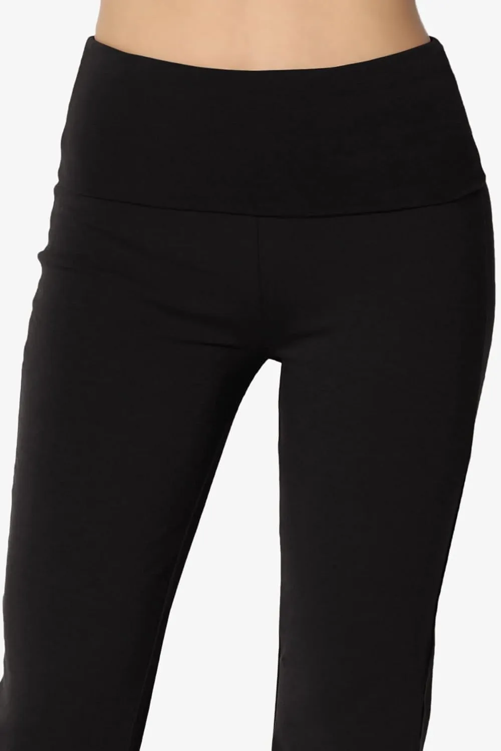 TheMogan Women's Basic Foldover Waistband Comfy Stretch Cotton Boot Cut Lounge Yoga Pants