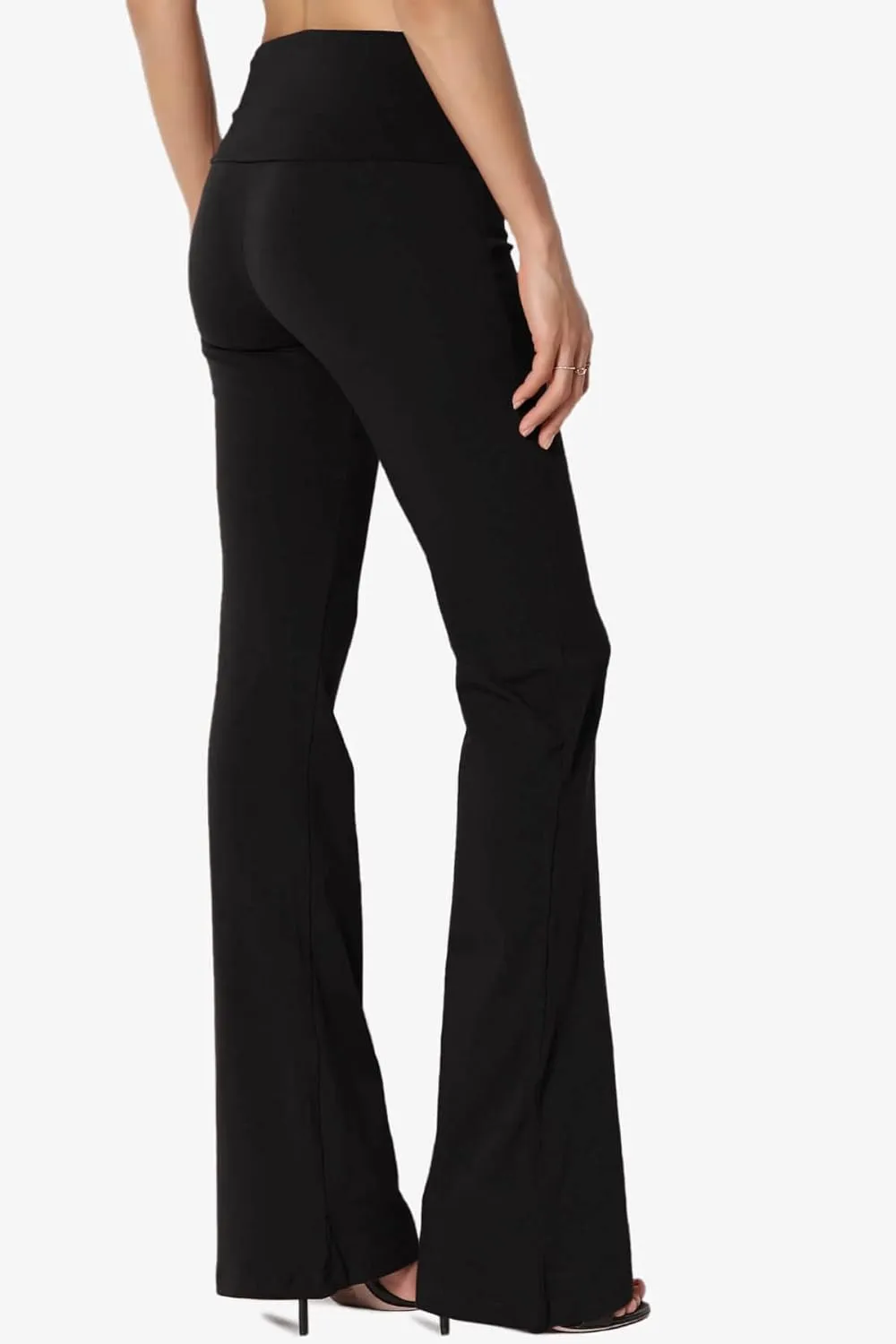 TheMogan Women's Basic Foldover Waistband Comfy Stretch Cotton Boot Cut Lounge Yoga Pants