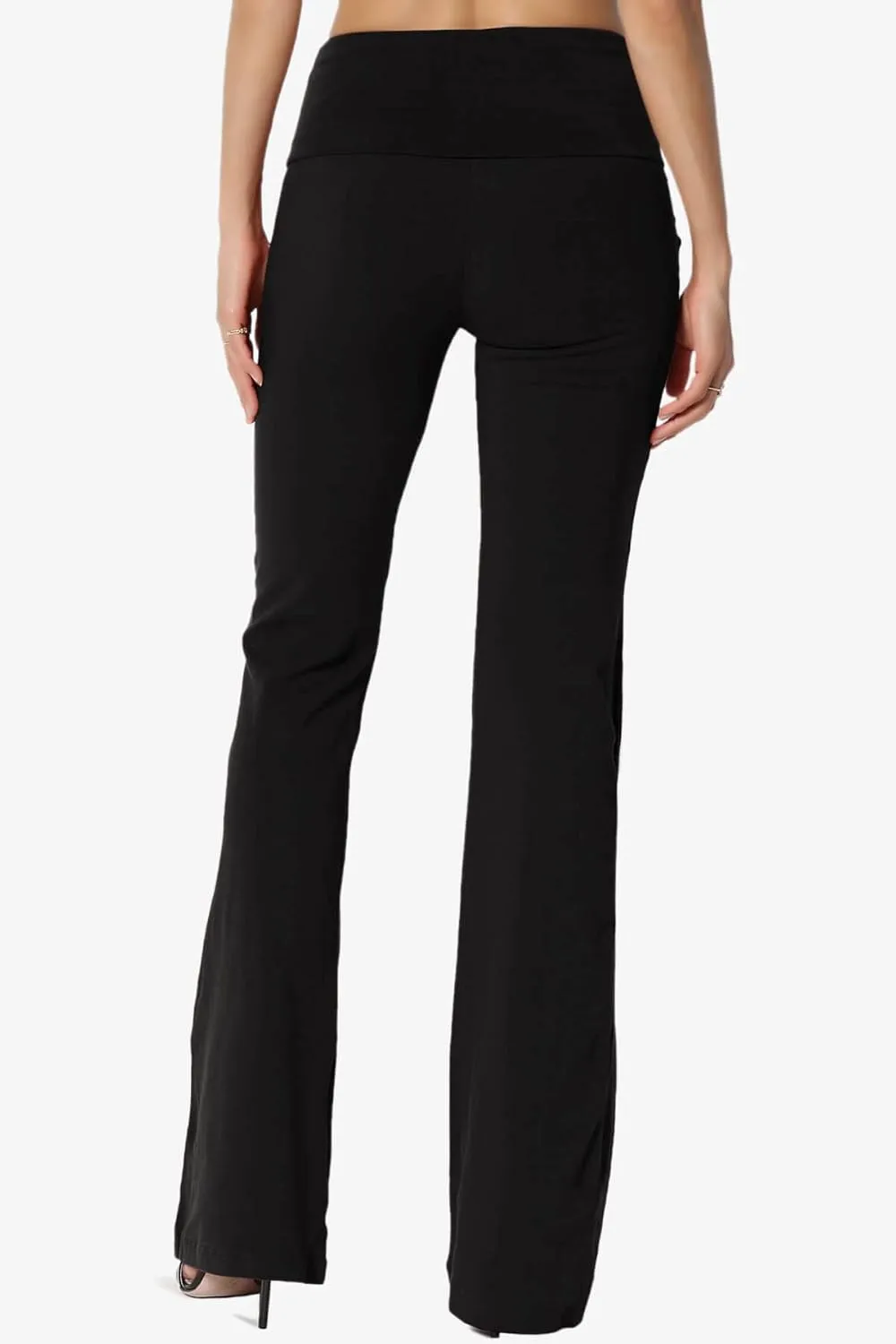 TheMogan Women's Basic Foldover Waistband Comfy Stretch Cotton Boot Cut Lounge Yoga Pants