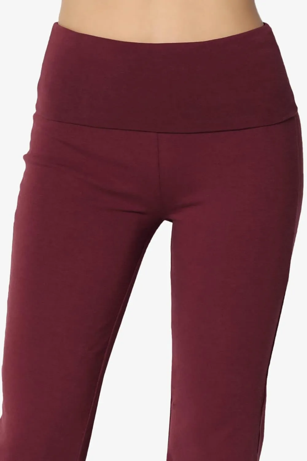 TheMogan Women's Basic Foldover Waistband Comfy Stretch Cotton Boot Cut Lounge Yoga Pants