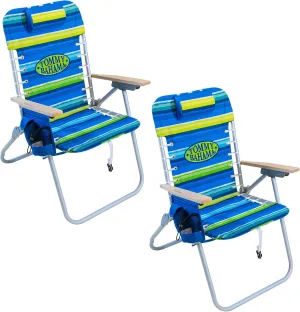 Tommy Bahama 2-Pack Hi-Boy 17" Seat Height 4-Position Lace-Up Suspension Folding Backpack Beach Chair