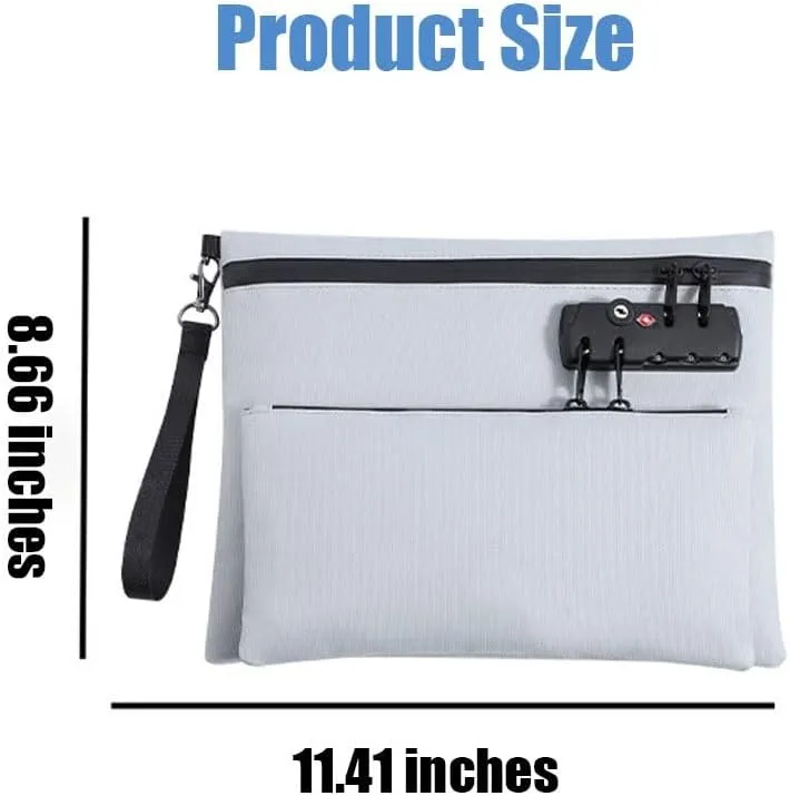 Travel Lock Bag, Money Bag with Lock and Zipper, Double Layer Anti-Theft Handbag with Combination Protection, For Cash, Id, Credit Cards and Important Documents(Gray,Casual Style)