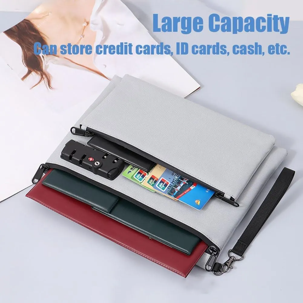 Travel Lock Bag, Money Bag with Lock and Zipper, Double Layer Anti-Theft Handbag with Combination Protection, For Cash, Id, Credit Cards and Important Documents(Gray,Casual Style)