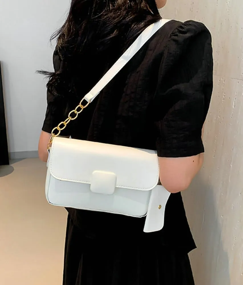Trendy Shoulder Bag for Women Vegan Leather Underarm Purse Small Totes Handbag Casual Chain Top Handle Satchel