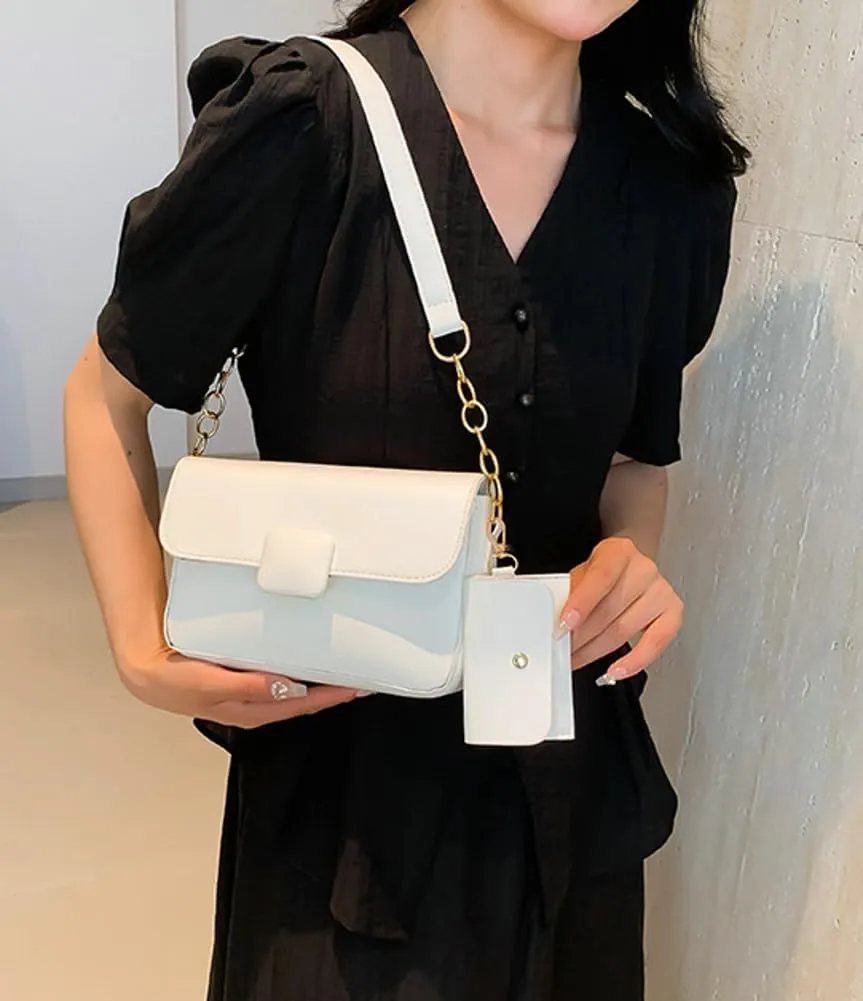 Trendy Shoulder Bag for Women Vegan Leather Underarm Purse Small Totes Handbag Casual Chain Top Handle Satchel