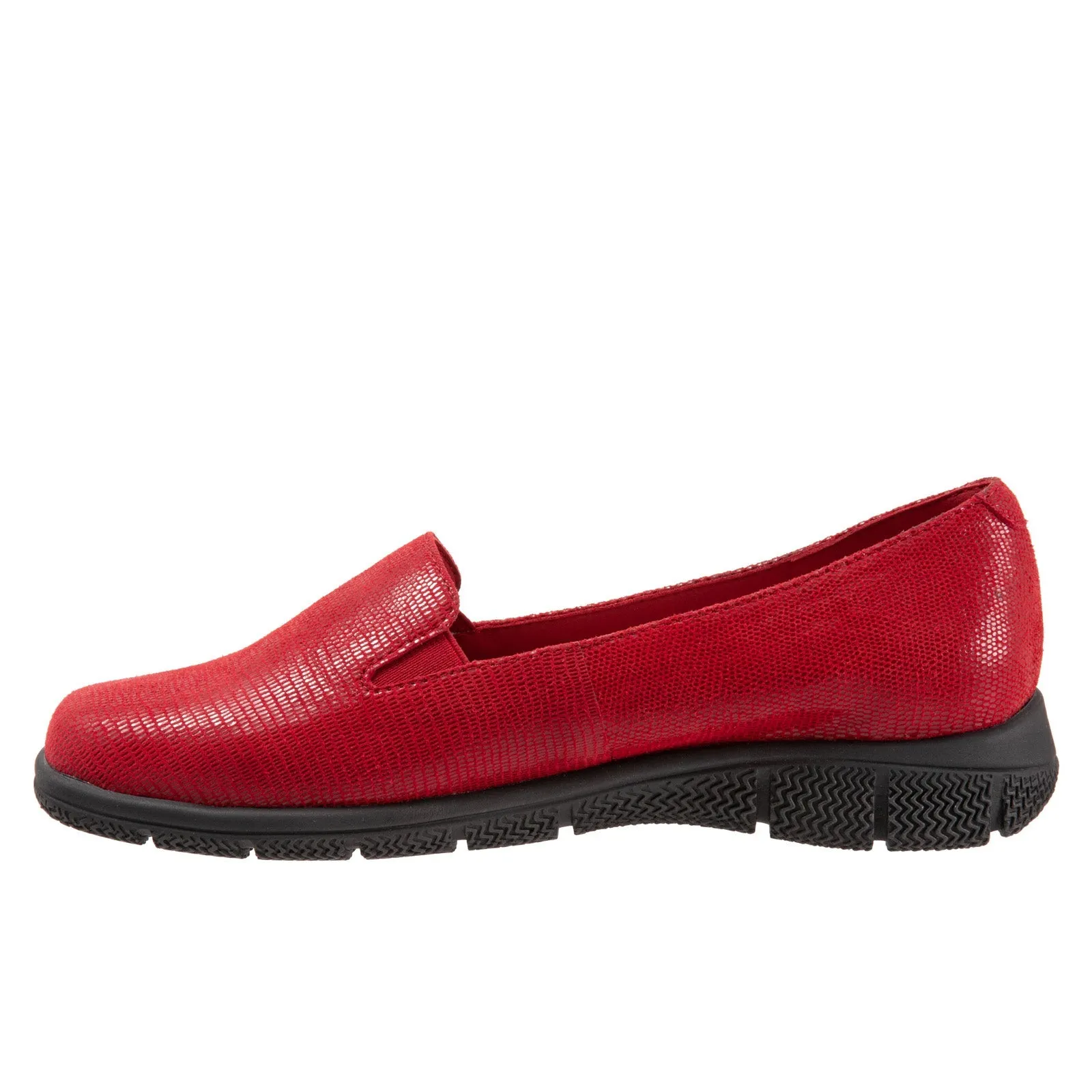 Trotters Universal T2110-623 Womens Red Narrow Leather Loafer Flats Shoes