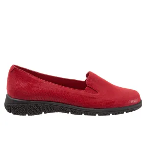 Trotters Universal T2110-623 Womens Red Narrow Leather Loafer Flats Shoes