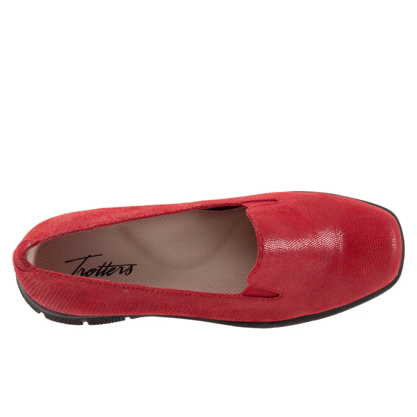 Trotters Universal T2110-623 Womens Red Narrow Leather Loafer Flats Shoes