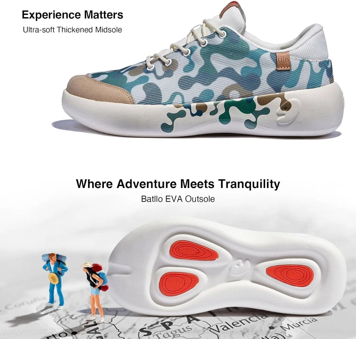 UIN Men's Art Painted Fashion Sneaker Wide Toe Lace-up Lightweight Comfort Walking Travel Shoes Bartello