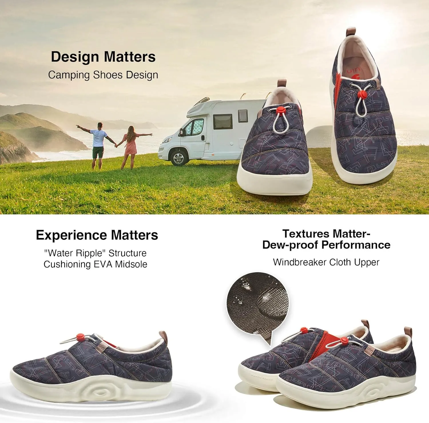 UIN Men's Camping Walking Travel Shoes Casual Slip On Loafers Lightweight Art Painted Fashion Sneaker Toledo