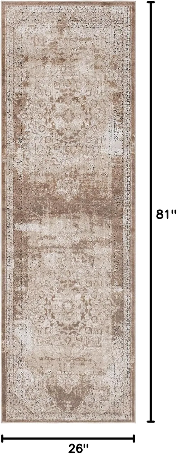 Unique Loom Chateau Collection Area Rug - Roosevelt (2' 2" x 6' 9" Runner, Khaki/ Beige)
