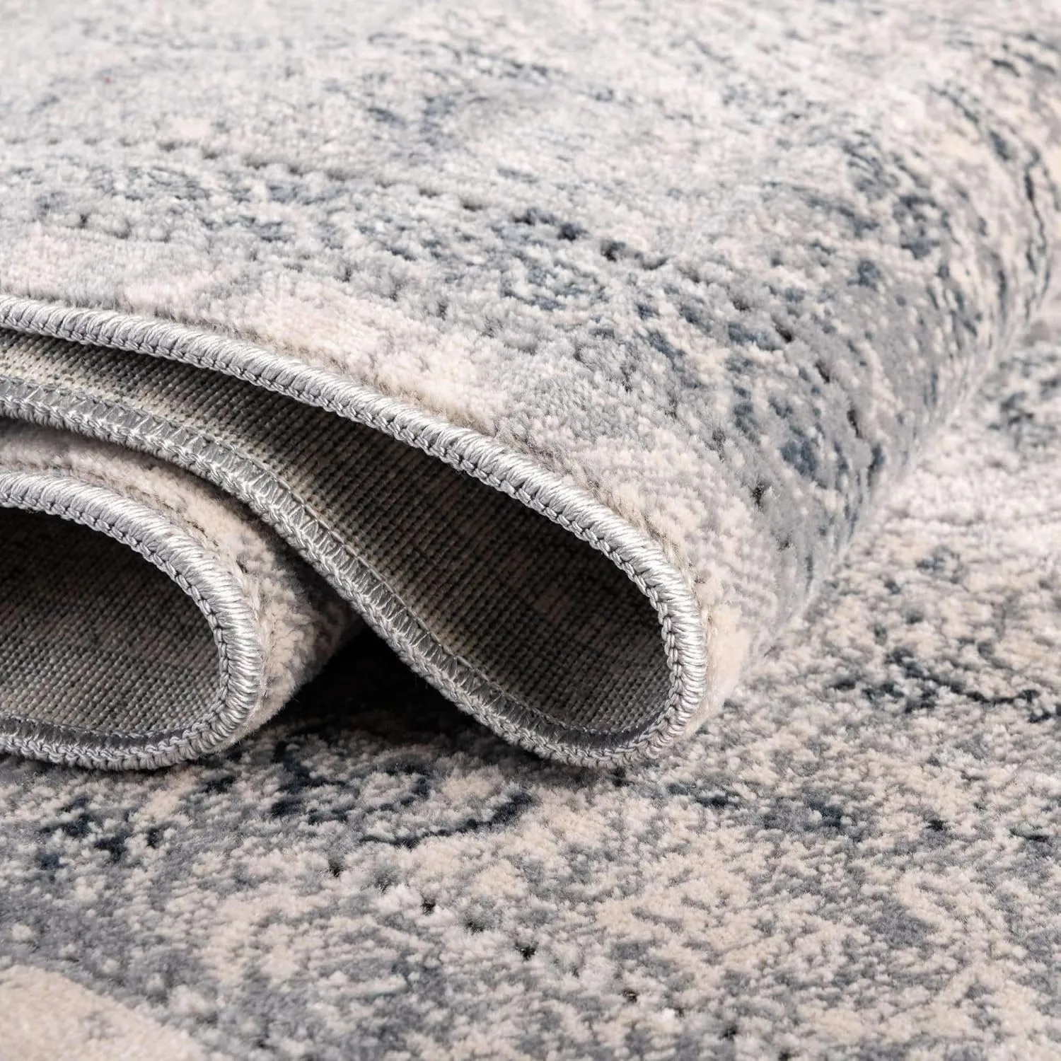 Unique Loom Chateau Collection Area Rug - Wilson (2' 2" x 6' 9" Runner, Dark Blue/ Gray)