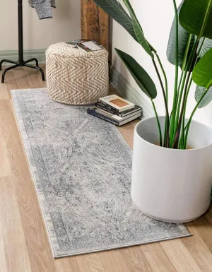 Unique Loom Chateau Collection Area Rug - Wilson (2' 2" x 6' 9" Runner, Dark Blue/ Gray)