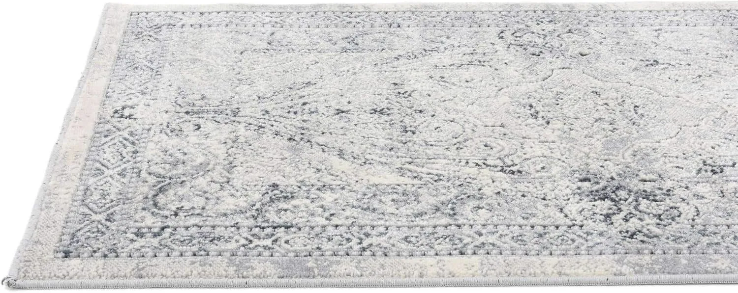 Unique Loom Chateau Collection Area Rug - Wilson (2' 2" x 6' 9" Runner, Dark Blue/ Gray)