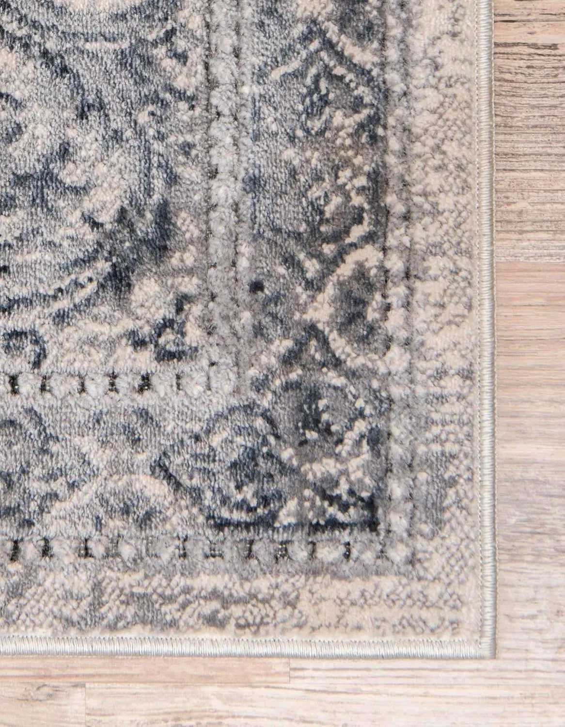 Unique Loom Chateau Collection Area Rug - Wilson (2' 2" x 6' 9" Runner, Dark Blue/ Gray)