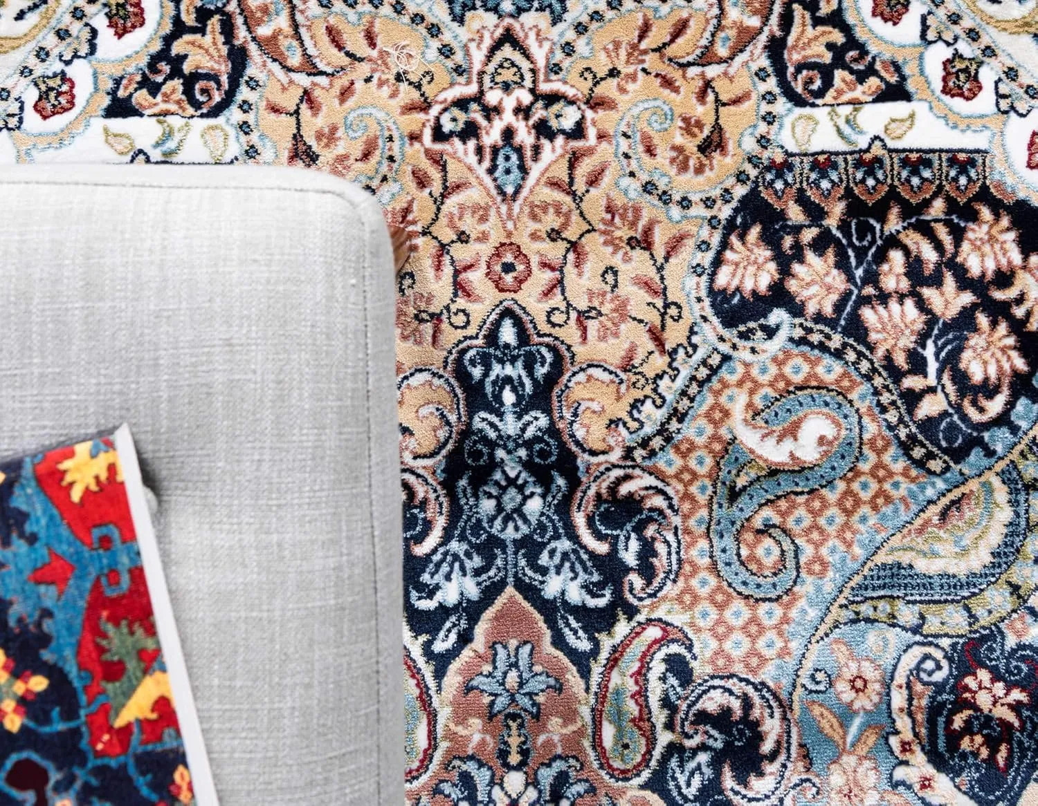 Unique Loom Narenj Collection Classic Traditional Medallion Textured Design Area Rug, 10 x 13 ft, Navy Blue/Blue