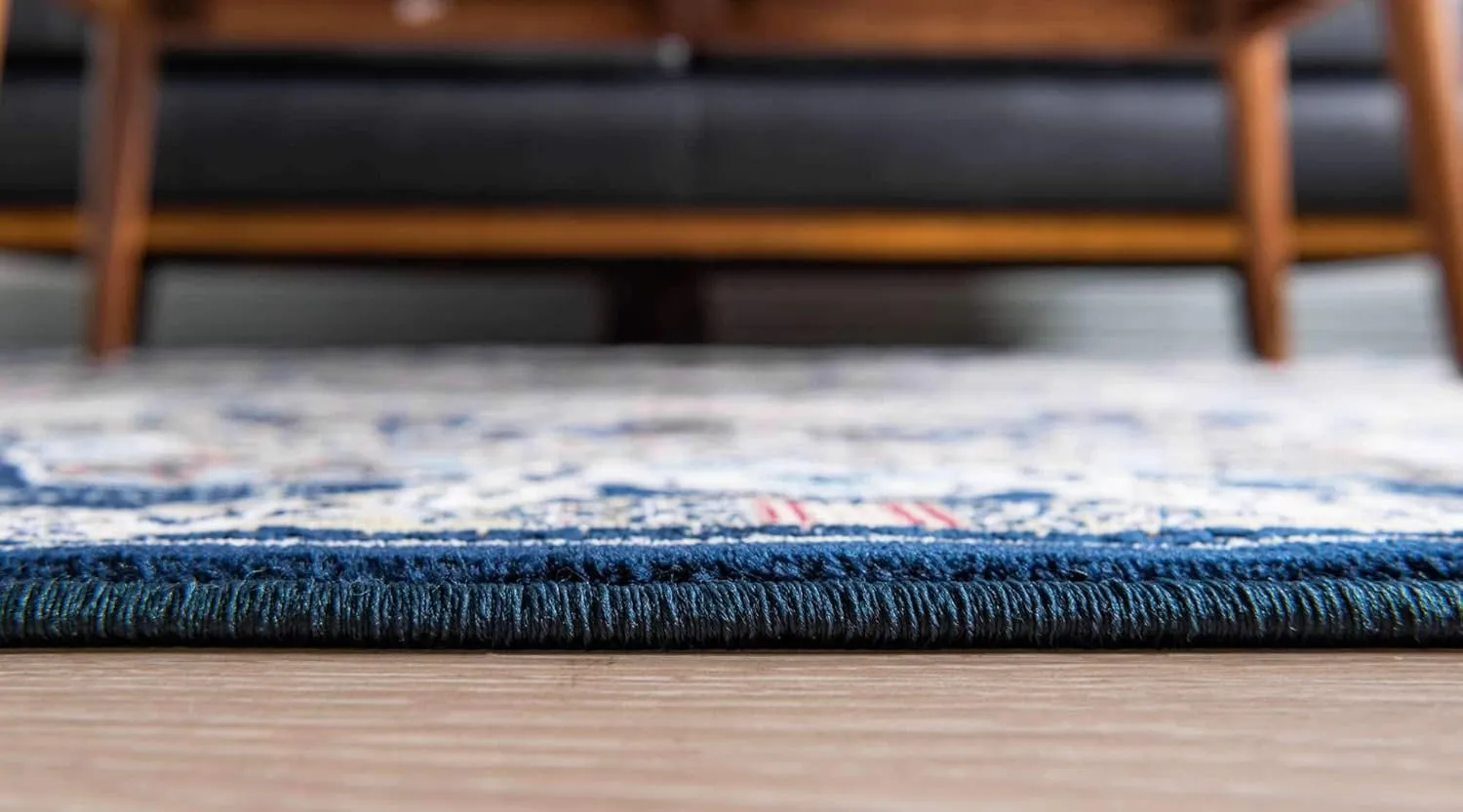 Unique Loom Narenj Collection Classic Traditional Medallion Textured Design Area Rug, 10 x 13 ft, Navy Blue/Blue