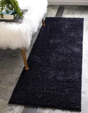 Unique Loom Studio Solid Shag Collection Urban Modern Super Soft & Plush Area Rug, 2 ft x 6 ft 7 in, Midnight Blue