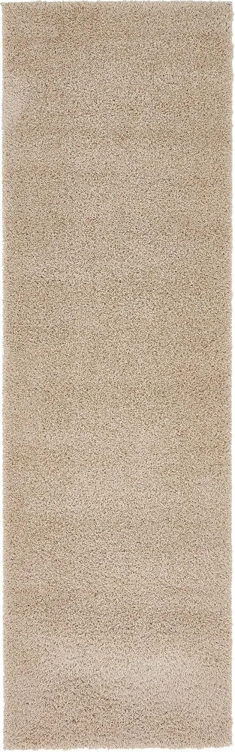 Unique Loom Studio Solid Shag Collection Urban Modern Super Soft & Plush Area Rug, 2 ft x 6 ft 7 in, Taupe