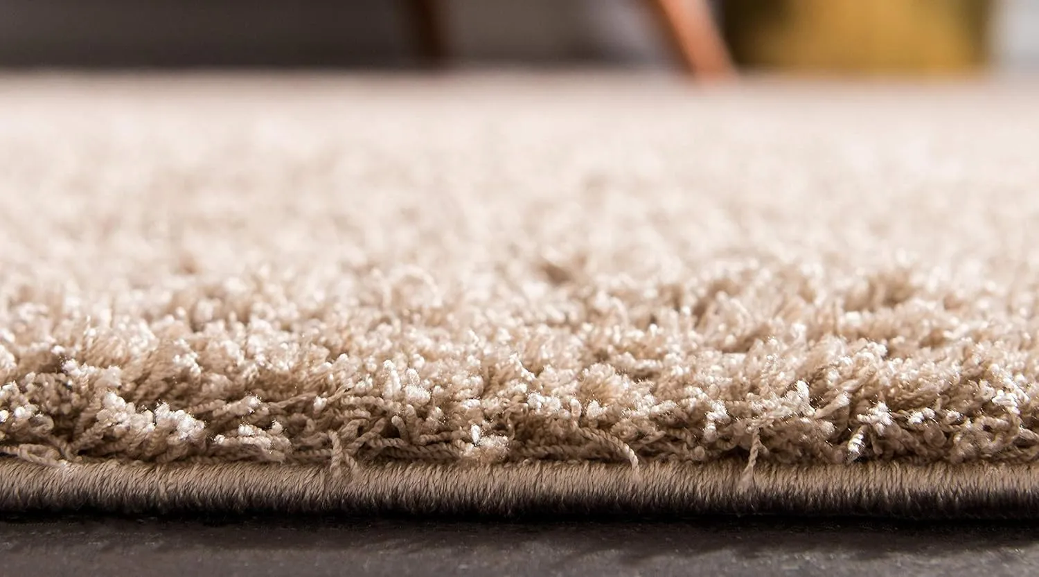 Unique Loom Studio Solid Shag Collection Urban Modern Super Soft & Plush Area Rug, 2 ft x 6 ft 7 in, Taupe