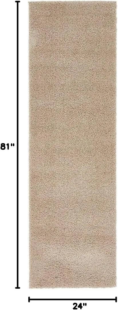 Unique Loom Studio Solid Shag Collection Urban Modern Super Soft & Plush Area Rug, 2 ft x 6 ft 7 in, Taupe