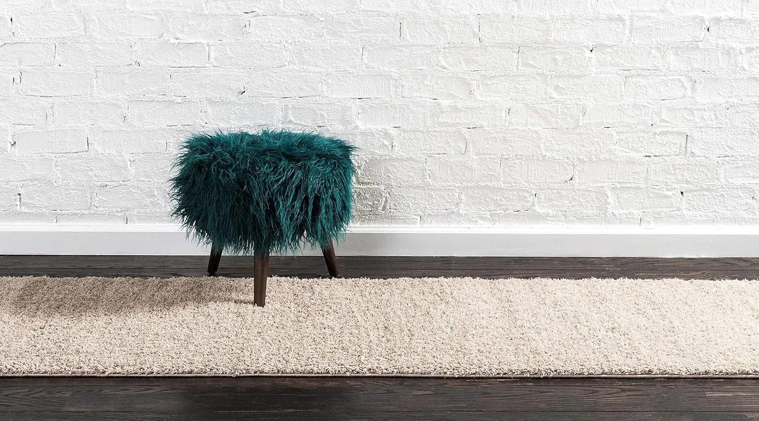 Unique Loom Studio Solid Shag Collection Urban Modern Super Soft & Plush Area Rug, 2 ft x 6 ft 7 in, Taupe