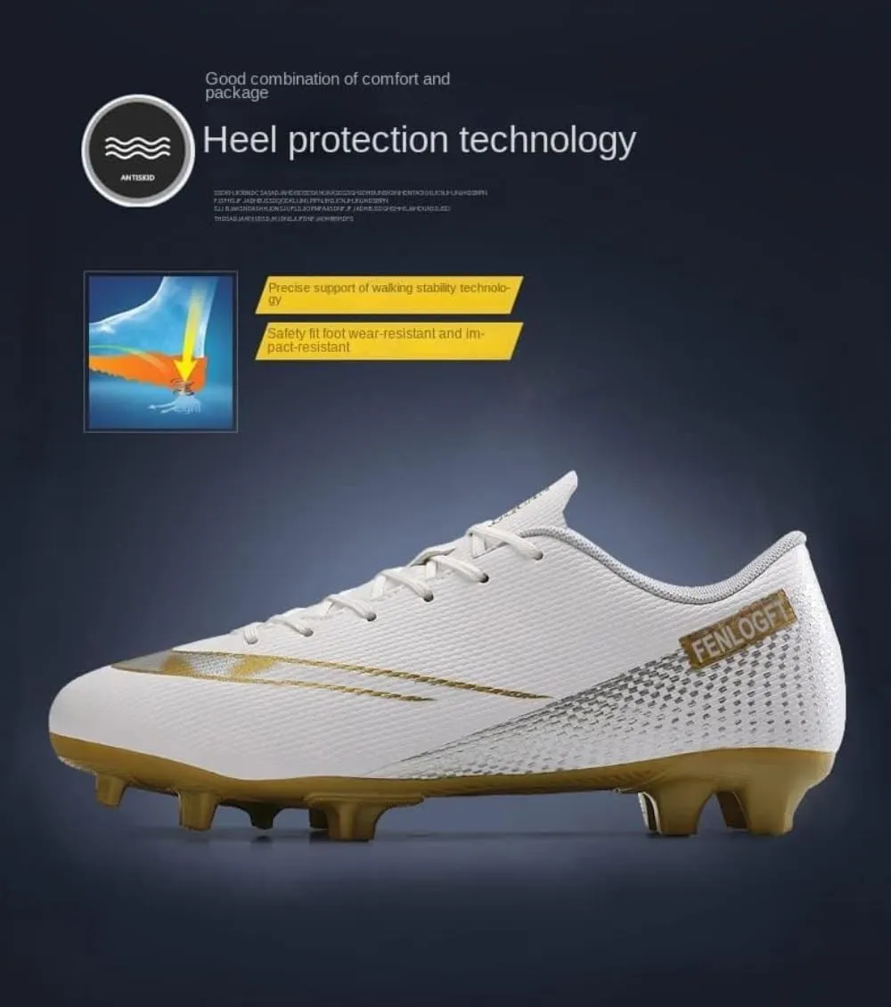 Unisex Sizes Leather Soccer Cleats with Lace-Up for Training Firm Ground & Turf - Men, Women, Boys & Girls American Football Shoes Boot