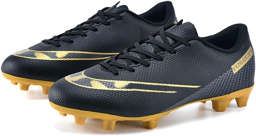 Unisex Sizes Leather Soccer Cleats with Lace-Up for Training Firm Ground & Turf - Men, Women, Boys & Girls American Football Shoes Boot