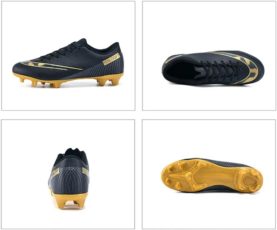 Unisex Sizes Leather Soccer Cleats with Lace-Up for Training Firm Ground & Turf - Men, Women, Boys & Girls American Football Shoes Boot