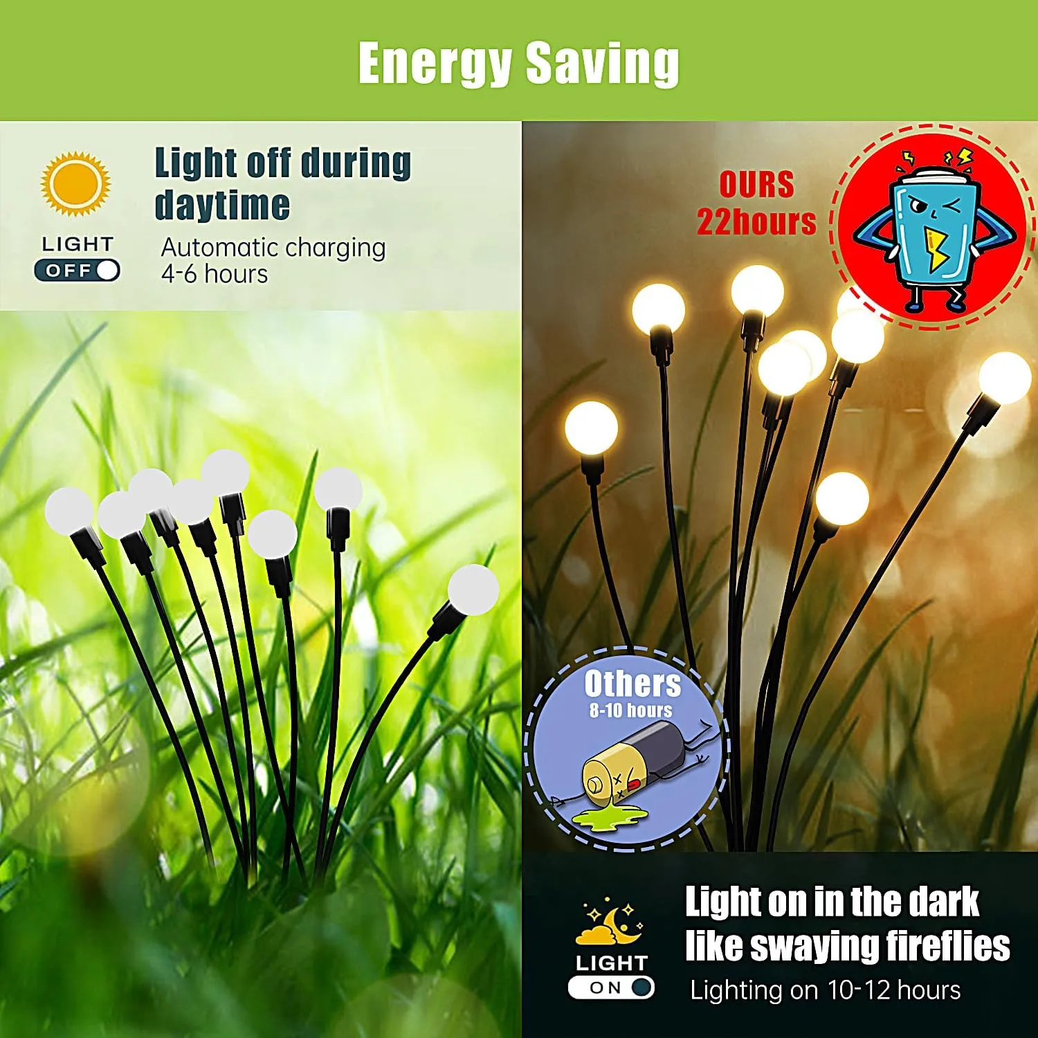 Upgraded Solar Garden Lights, 8 Pack - Waterproof Outdoor for Yard, Patio Decor - Warm White Firefly