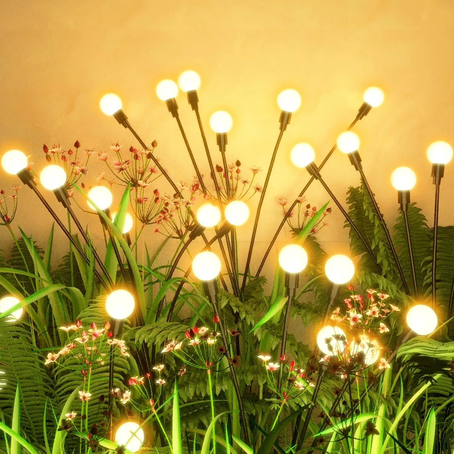 Upgraded Solar Garden Lights, 8 Pack - Waterproof Outdoor for Yard, Patio Decor - Warm White Firefly