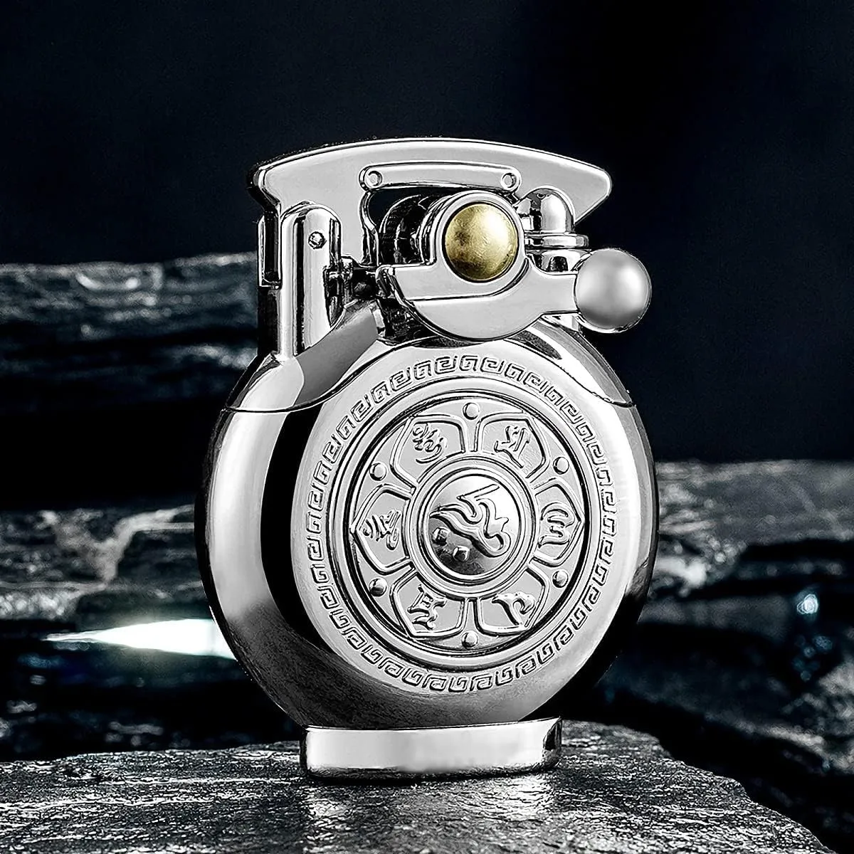Vintage Antique Lighter, Reusable Windproof Trench Lighter, Cool Lighters, Unique Birthday Gifts for Men Dad Husband (E-Silver)