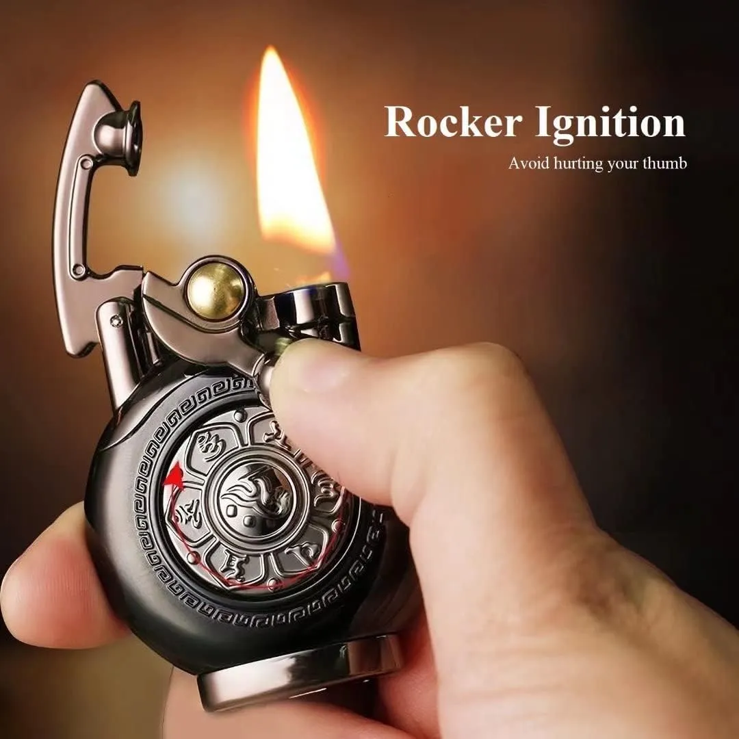 Vintage Antique Lighter, Reusable Windproof Trench Lighter, Cool Lighters, Unique Birthday Gifts for Men Dad Husband (E-Silver)