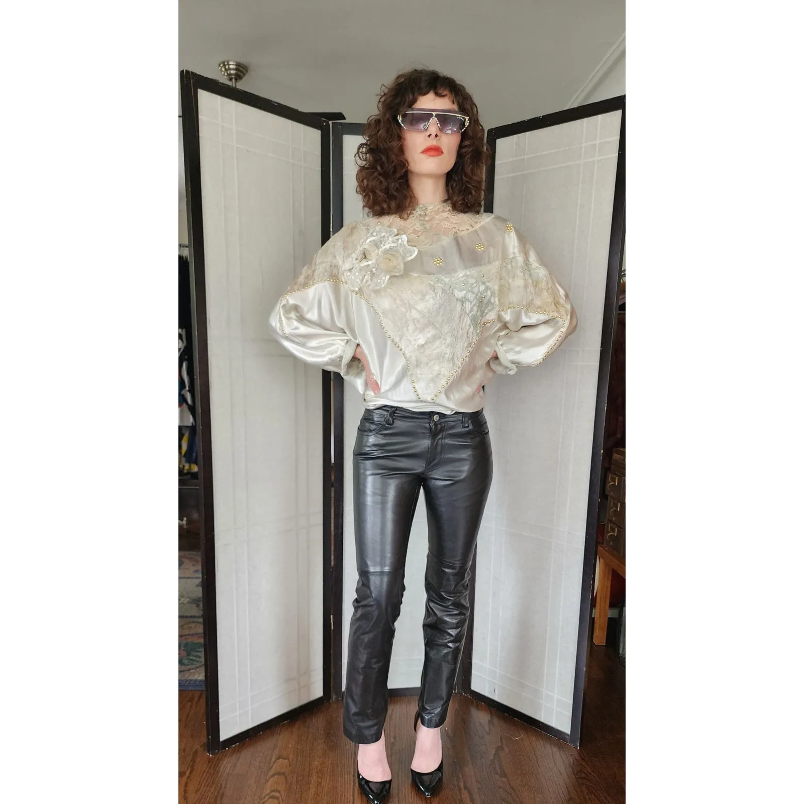 Vintage Gap Black Leather Pants Y2K Low Rise Boot Cut