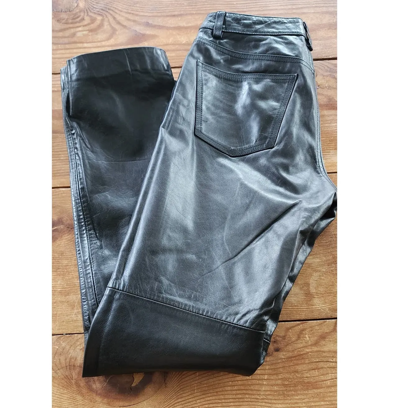 Vintage Gap Black Leather Pants Y2K Low Rise Boot Cut