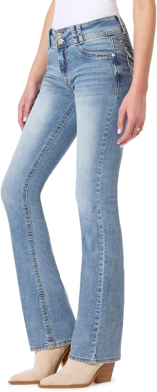 WallFlower Luscious Curvy Bootcut Jeans for Women Mid-Rise Insta Stretch Denim in Petite, Midsize, Plus Size, Juniors Jeans