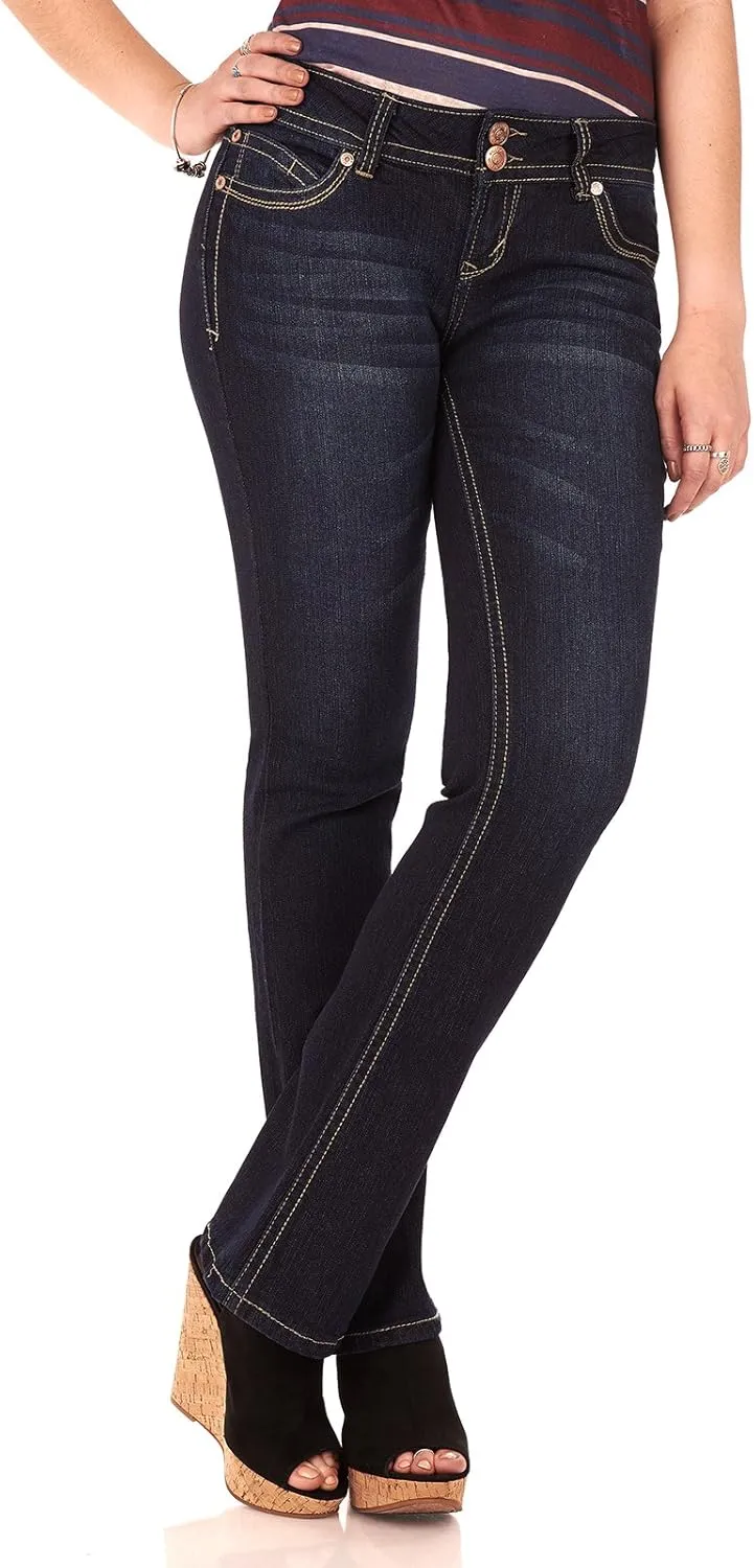 WallFlower Luscious Curvy Bootcut Jeans for Women Mid-Rise Insta Stretch Denim in Petite, Midsize, Plus Size, Juniors Jeans