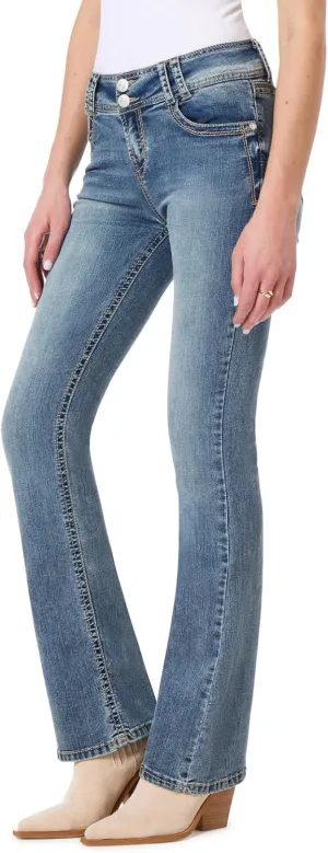 WallFlower Luscious Curvy Bootcut Jeans for Women Mid-Rise Insta Stretch Denim in Petite, Midsize, Plus Size, Juniors Jeans