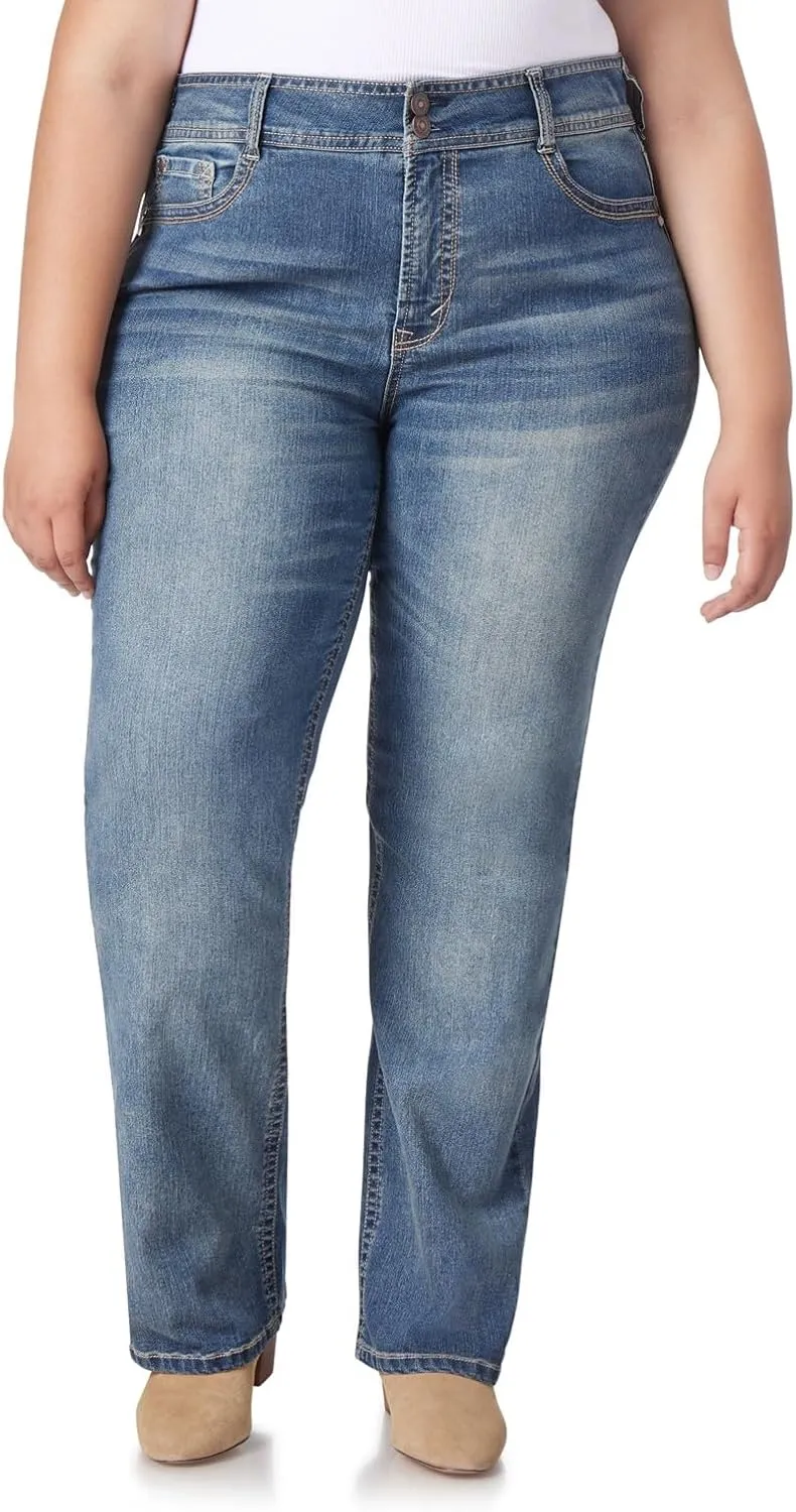 WallFlower Luscious Curvy Bootcut Jeans for Women Mid-Rise Insta Stretch Denim in Petite, Midsize, Plus Size, Juniors Jeans
