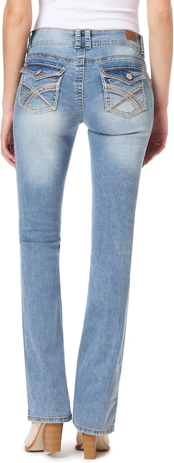 WallFlower Luscious Curvy Bootcut Jeans for Women Mid-Rise Insta Stretch Denim in Petite, Midsize, Plus Size, Juniors Jeans