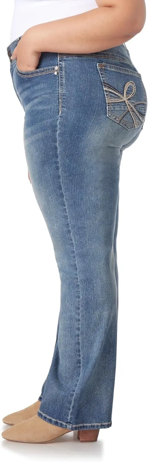 WallFlower Luscious Curvy Bootcut Jeans for Women Mid-Rise Insta Stretch Denim in Petite, Midsize, Plus Size, Juniors Jeans