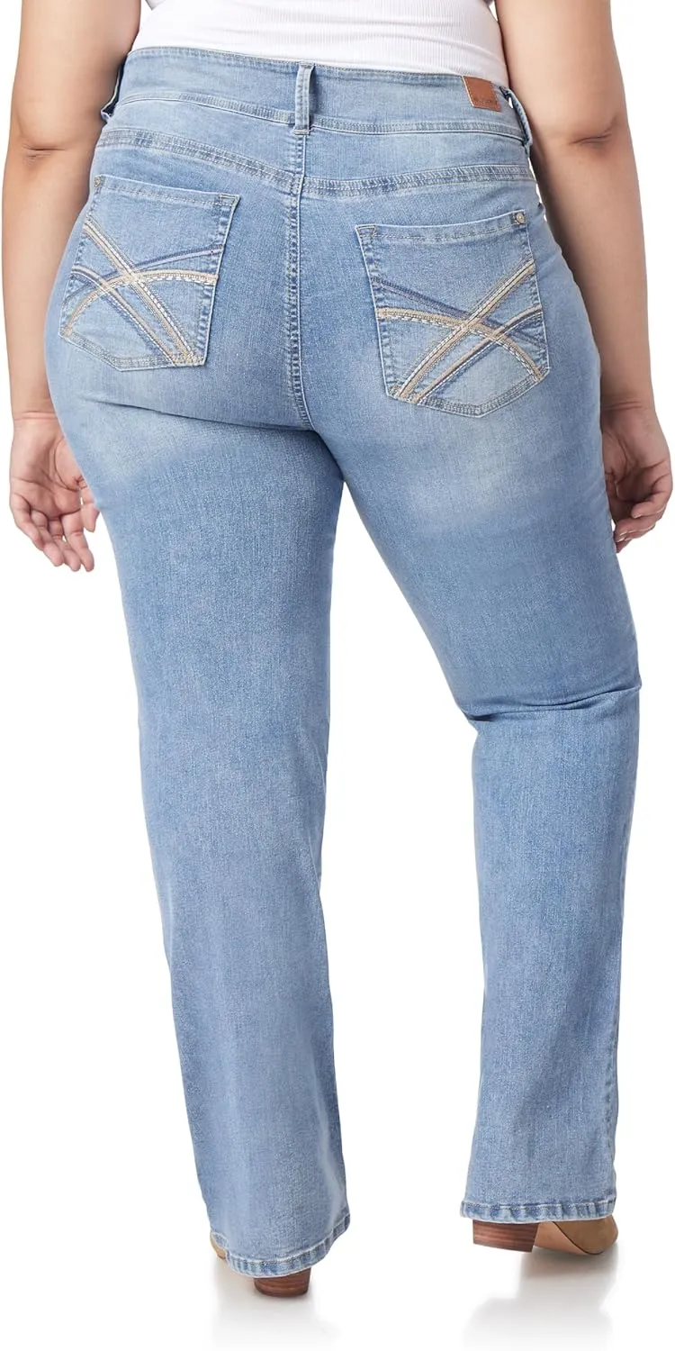 WallFlower Luscious Curvy Bootcut Jeans for Women Mid-Rise Insta Stretch Denim in Petite, Midsize, Plus Size, Juniors Jeans