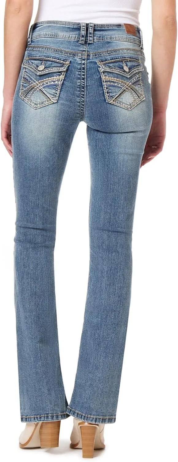 WallFlower Luscious Curvy Bootcut Jeans for Women Mid-Rise Insta Stretch Denim in Petite, Midsize, Plus Size, Juniors Jeans