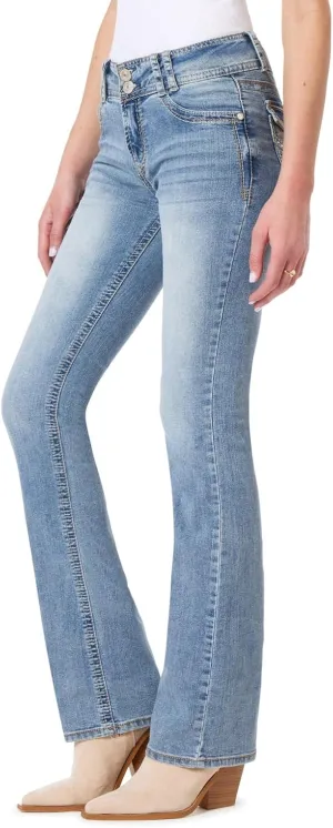 WallFlower Luscious Curvy Bootcut Jeans for Women Mid-Rise Insta Stretch Denim in Petite, Midsize, Plus Size, Juniors Jeans
