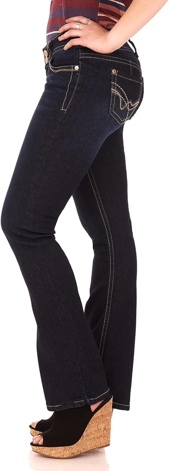WallFlower Luscious Curvy Bootcut Jeans for Women Mid-Rise Insta Stretch Denim in Petite, Midsize, Plus Size, Juniors Jeans