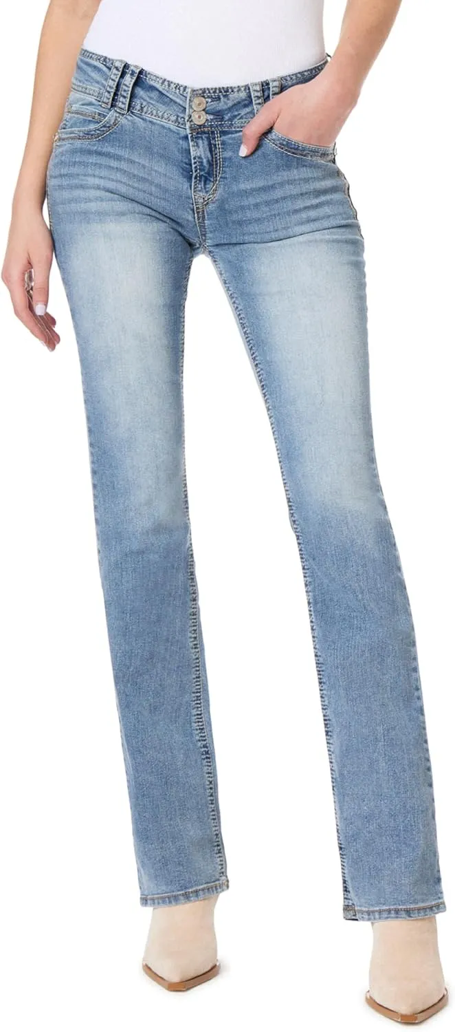 WallFlower Luscious Curvy Bootcut Jeans for Women Mid-Rise Insta Stretch Denim in Petite, Midsize, Plus Size, Juniors Jeans