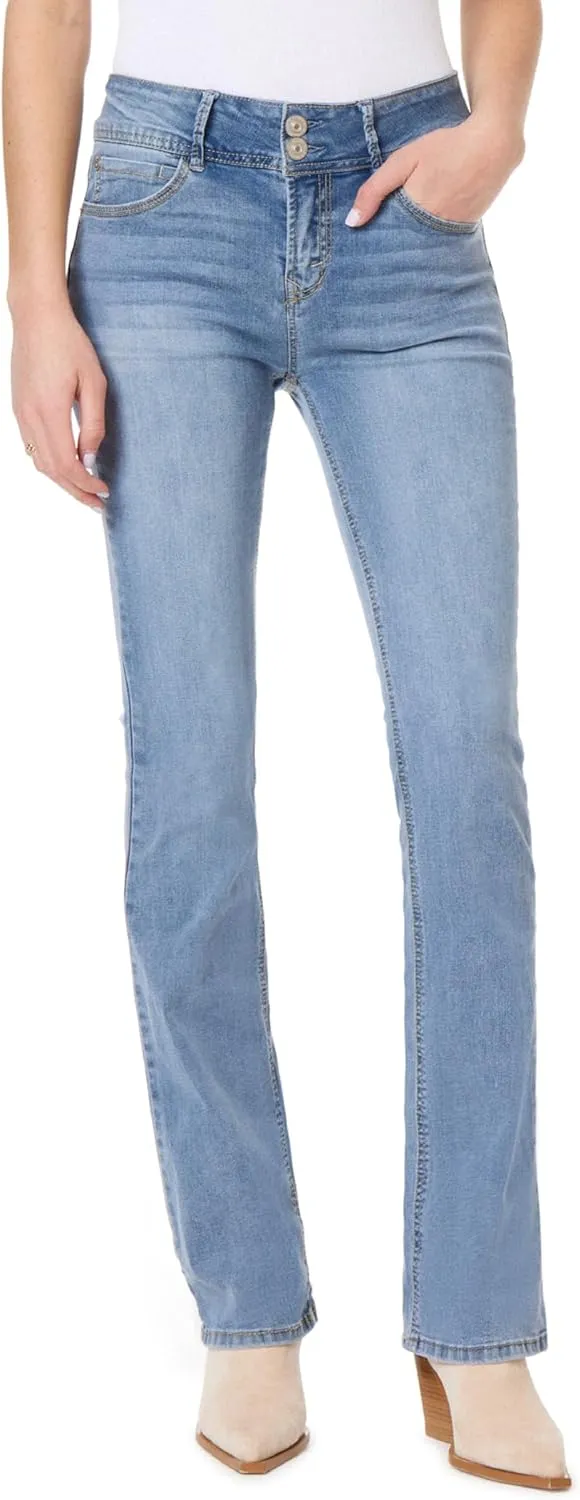 WallFlower Luscious Curvy Bootcut Jeans for Women Mid-Rise Insta Stretch Denim in Petite, Midsize, Plus Size, Juniors Jeans