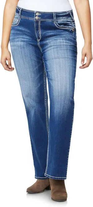 WallFlower Luscious Curvy Bootcut Jeans for Women Mid-Rise Insta Stretch Denim in Petite, Midsize, Plus Size, Juniors Jeans