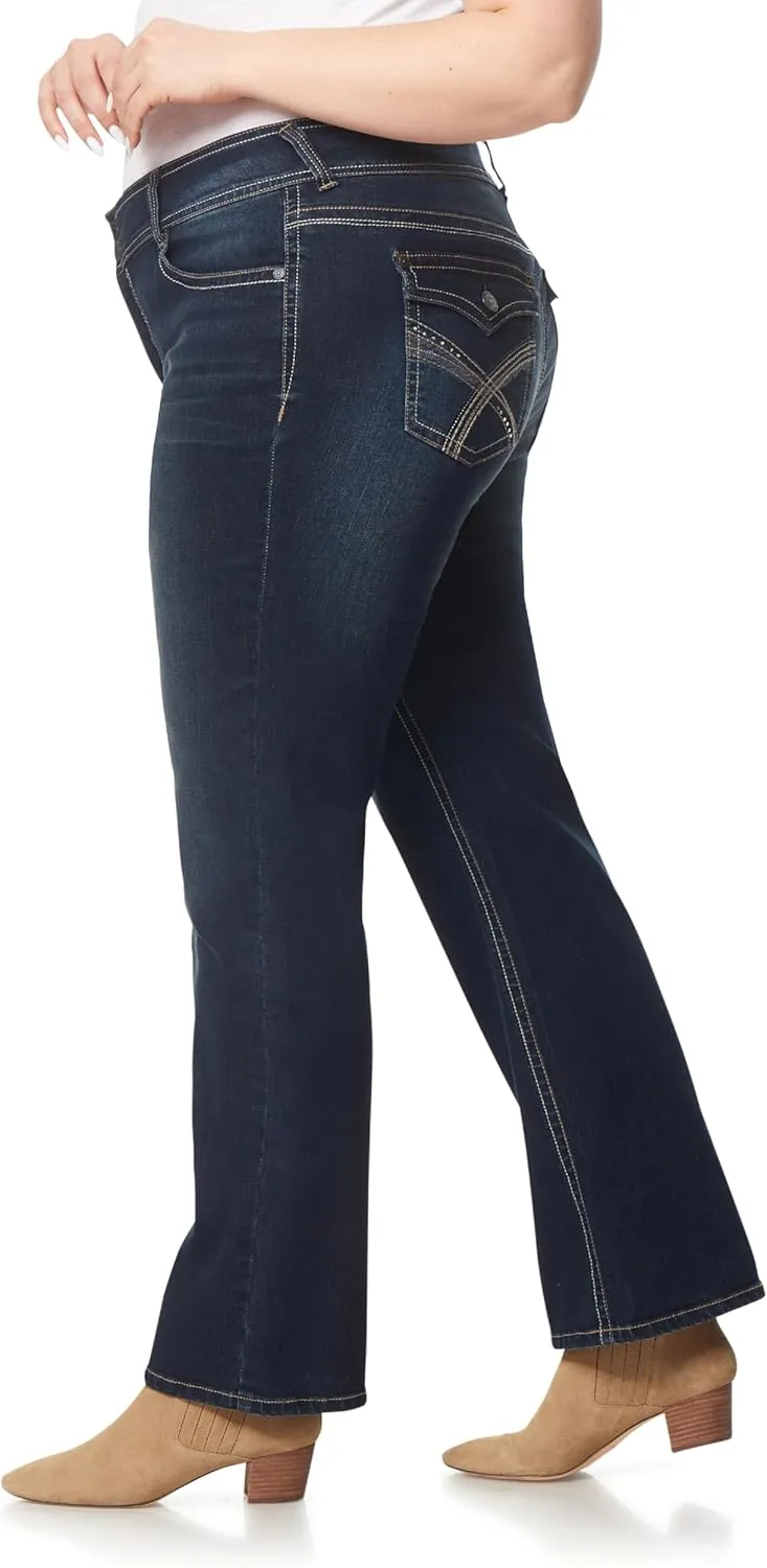 WallFlower Luscious Curvy Bootcut Jeans for Women Mid-Rise Insta Stretch Denim in Petite, Midsize, Plus Size, Juniors Jeans