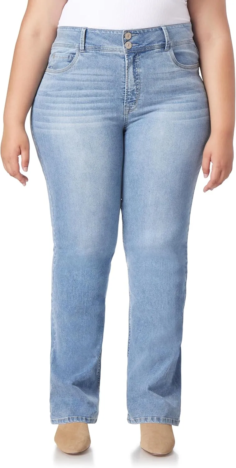 WallFlower Luscious Curvy Bootcut Jeans for Women Mid-Rise Insta Stretch Denim in Petite, Midsize, Plus Size, Juniors Jeans